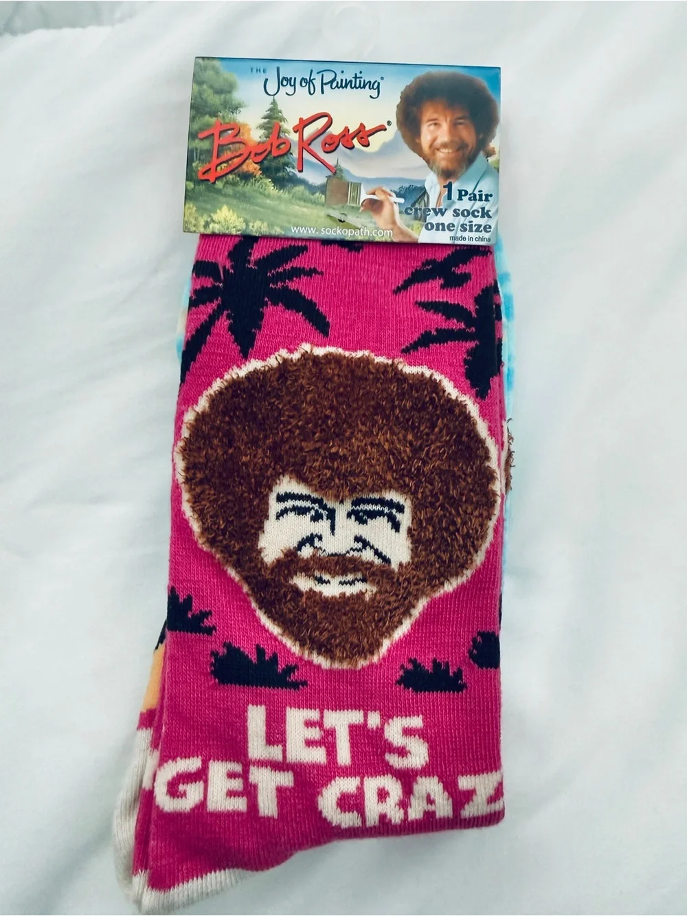 Men's Novelty Crew Socks - Pink 'Let's Get Crazy'